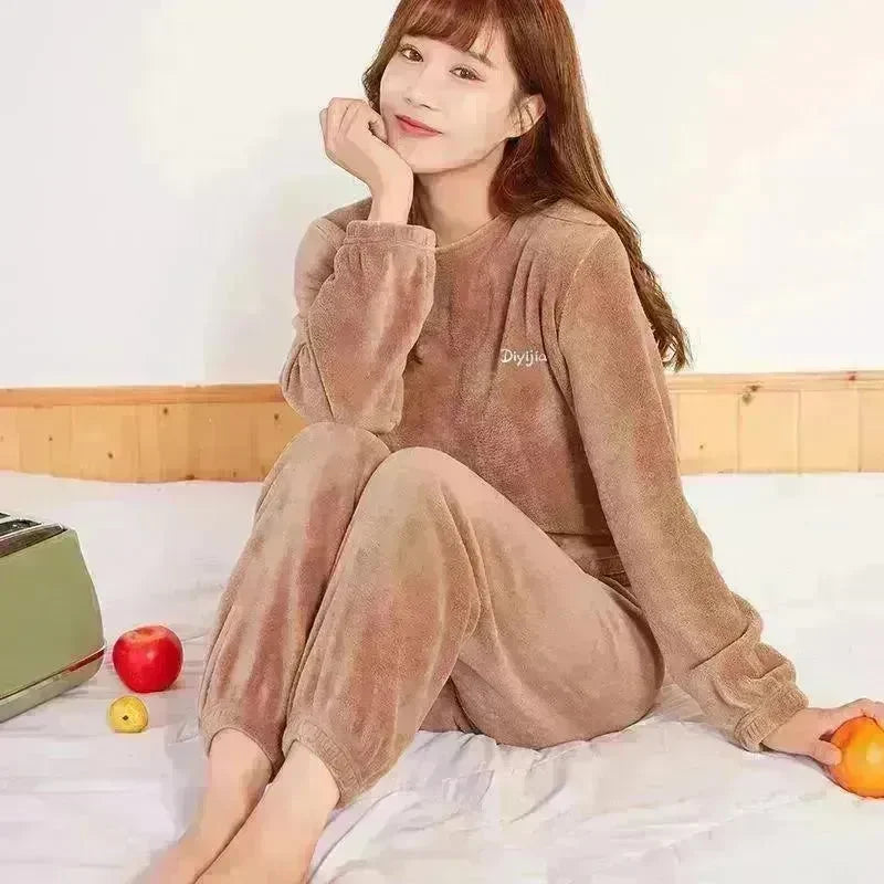 Warm Suit Women's Thick Coral Fleece Loungewear Suit - EX-STOCK CANADA