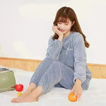 Warm Suit Women's Thick Coral Fleece Loungewear Suit - EX-STOCK CANADA