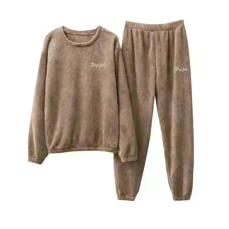 Warm Suit Women's Thick Coral Fleece Loungewear Suit - EX-STOCK CANADA
