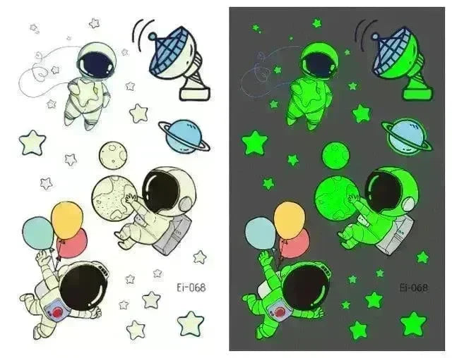 Waterproof kids aerospace luminous tattoo stickers - EX-STOCK CANADA