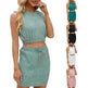 Wave Pattern Design Suit For Women Round Neck Sleeveless Top And Drawstring Design Short Skirt Fashion 2-piece Set Summer Clothing - EX-STOCK CANADA