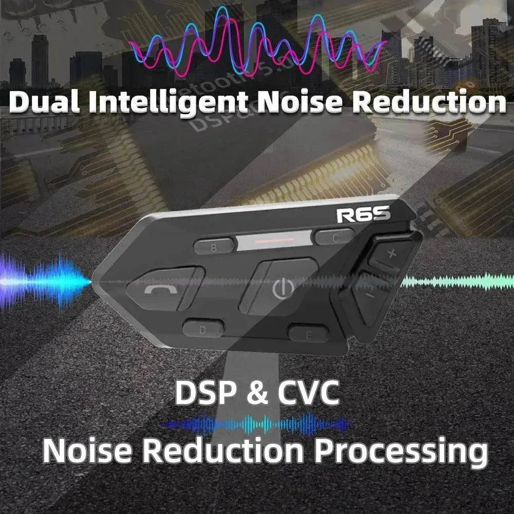 WAYXIN R6s Double Pack Intercom Motorcycle Bluetooth Headsets 1200 m up to 6 Riders with DSP & CVC Noise Reduction Waterproof Hands-Free Function Intercom Communication System - EX-STOCK Canada