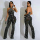Wear Solid Color Rhinestone Sleeveless Halter Trousers Jumpsuit - EX-STOCK CANADA