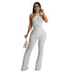 Wear Solid Color Rhinestone Sleeveless Halter Trousers Jumpsuit - EX-STOCK CANADA
