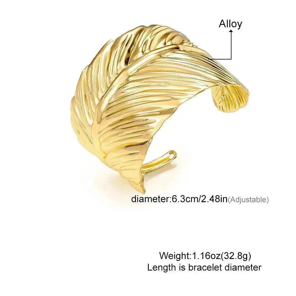 Wide Leaf Personalized Opening Exaggerated Bracelet for Women - EX-STOCK Canada