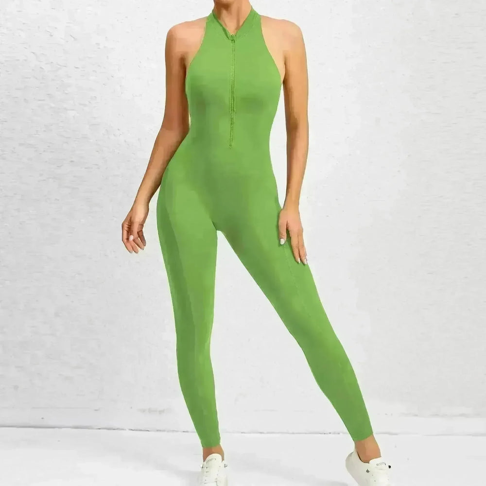 Woman's Zippered Sleeveless Stretch Shapewear Sports wear Jumpsuit - EX-STOCK CANADA