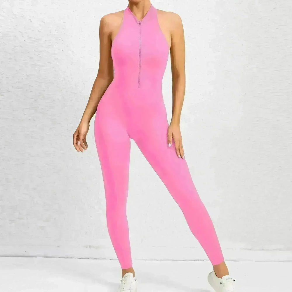Woman's Zippered Sleeveless Stretch Shapewear Sports wear Jumpsuit - EX-STOCK CANADA