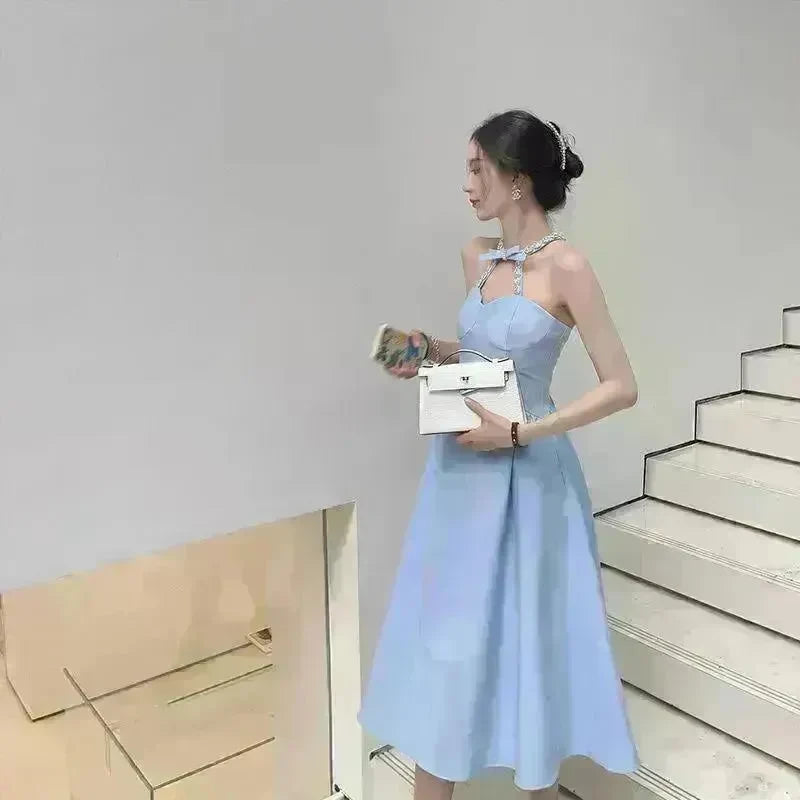 Women Evening Party Dress Diamond Halterneck Sexy Sleeveless long Dress for Elegant Chic ladies - EX-STOCK CANADA