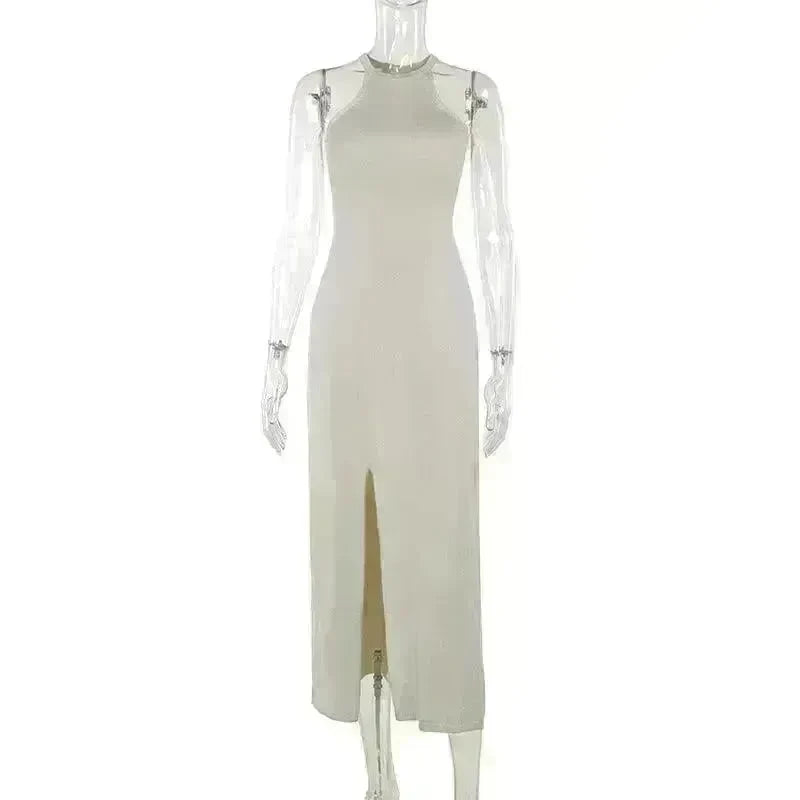 Women Fashion Halter Split Sleeveless Sexy Slim Fit Dress - EX-STOCK CANADA