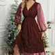 Women Fashion Stitching Mesh V-Neck Midi Dress - EX-STOCK CANADA