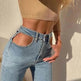 Women High Waist Loose Fit Blue Wash Casual Denim Trousers - EX-STOCK Canada