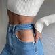 Women High Waist Loose Fit Blue Wash Casual Denim Trousers - EX-STOCK Canada