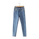 Women High Waist Loose Fit Blue Wash Casual Denim Trousers - EX-STOCK Canada