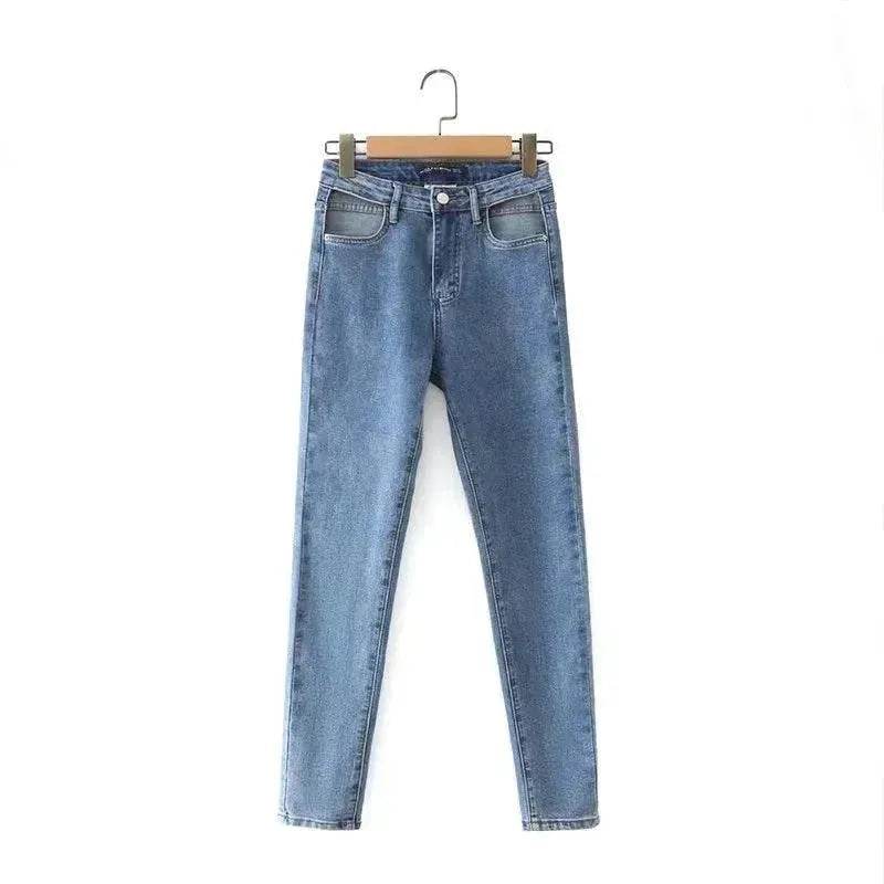 Women High Waist Loose Fit Blue Wash Casual Denim Trousers - EX-STOCK Canada