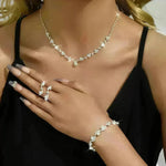 Women Jewelry Set Necklace Bracelet Earring Three Piece Silver Set - EX-STOCK CANADA