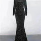 Women Modest Stretch Sequin Royal Blue Evening Prom Gown Party - EX-STOCK CANADA