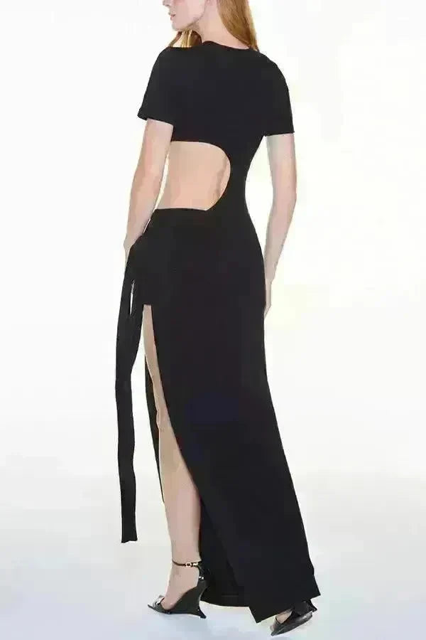 Women's Backless Lace Up Slim Fit Slit Dress - EX-STOCK CANADA