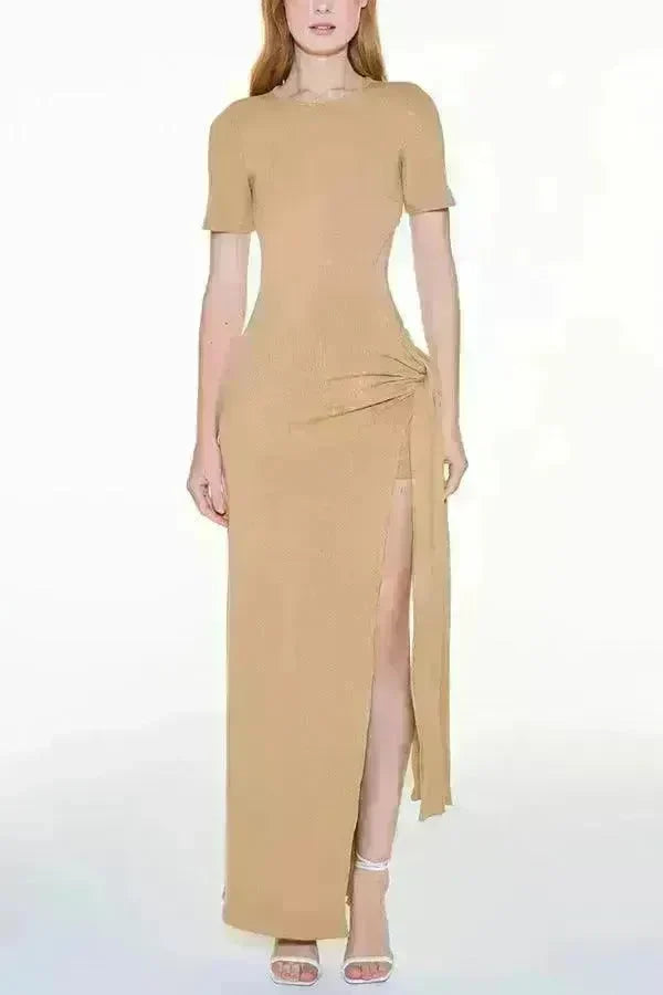 Women's Backless Lace Up Slim Fit Slit Dress - EX-STOCK CANADA