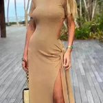 Women's Backless Lace Up Slim Fit Slit Dress - EX-STOCK CANADA