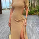 Women's Backless Lace Up Slim Fit Slit Dress - EX-STOCK CANADA