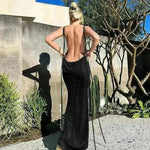 Women's Backless Sexy Strap Slim Dress Tube Top Halter Dress Club Party Beach Outfits Summer - EX-STOCK CANADA