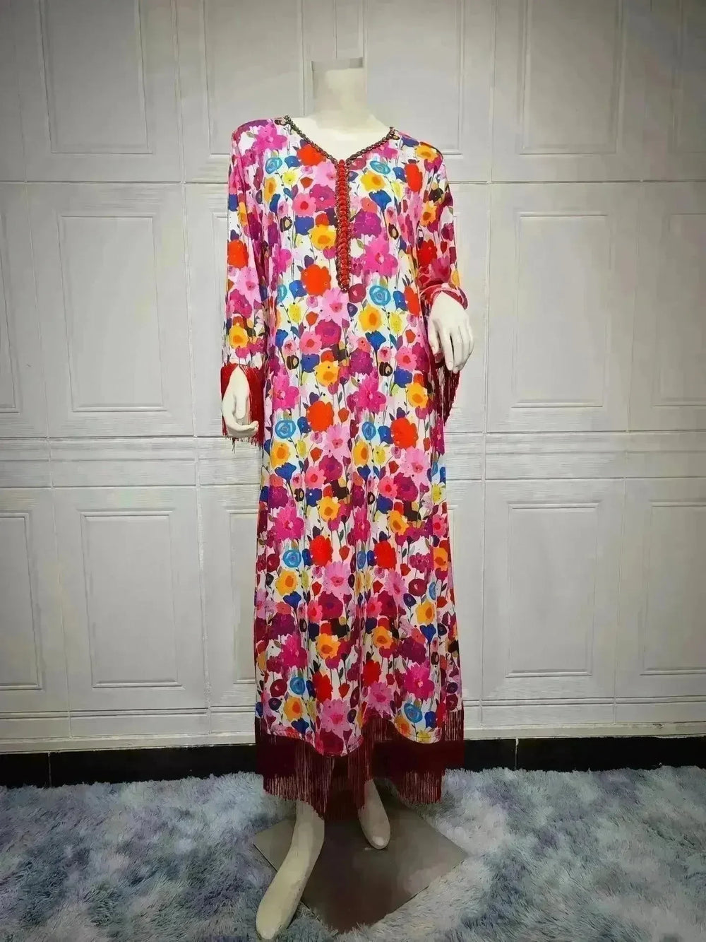 Women's Bronzing Printed Casual Dubai Arab Robe - EX-STOCK CANADA