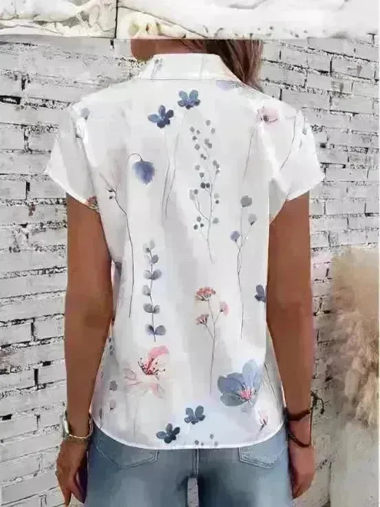 Women's Casual Stand Collar Short-sleeved Digital Printed Top T-shirt - EX-STOCK CANADA