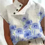 Women's Casual Stand Collar Short-sleeved Digital Printed Top T-shirt - EX-STOCK CANADA