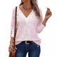 Women's Casual V-neck Long Sleeved Lace Casual Embroidered Shirt top - EX-STOCK CANADA