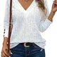 Women's Casual V-neck Long Sleeved Lace Casual Embroidered Shirt top - EX-STOCK CANADA