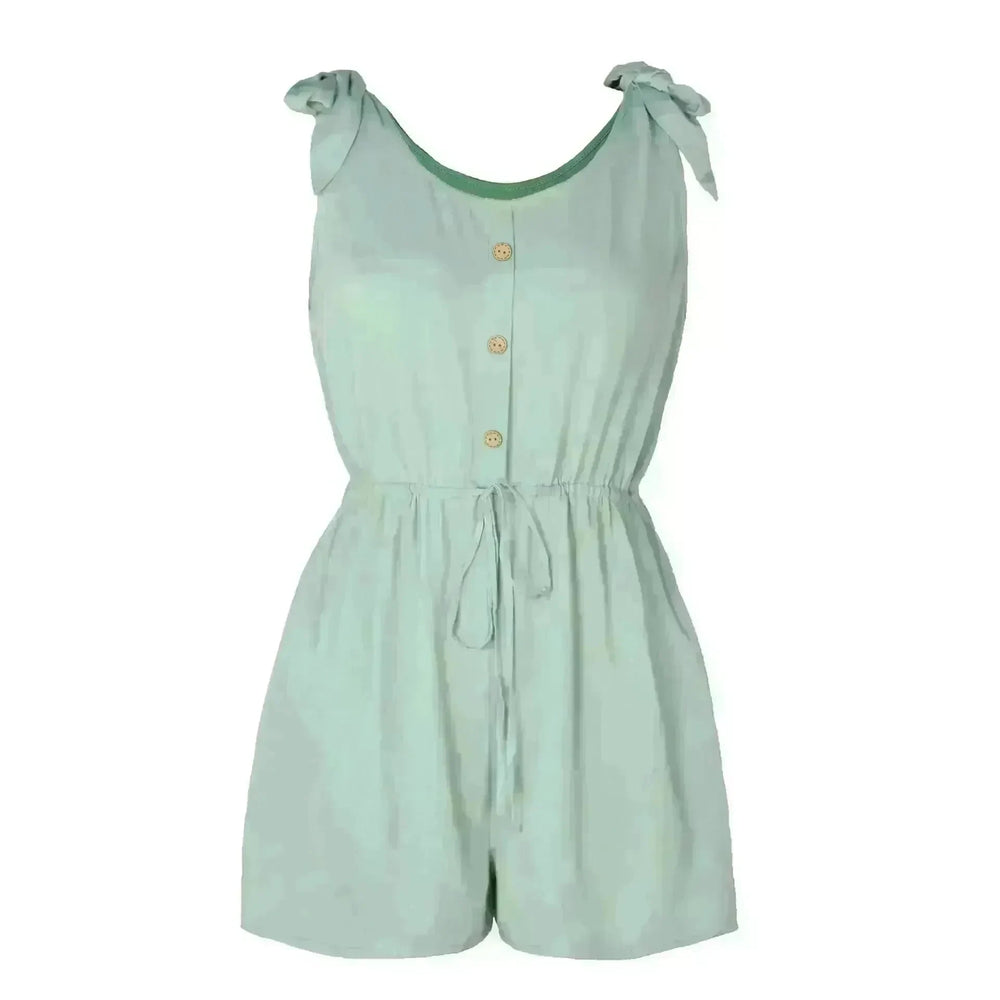 Women's Coconut Buckle Sleeveless Jumpsuit Lace-up - EX-STOCK CANADA