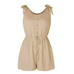 Women's Coconut Buckle Sleeveless Jumpsuit Lace-up - EX-STOCK CANADA