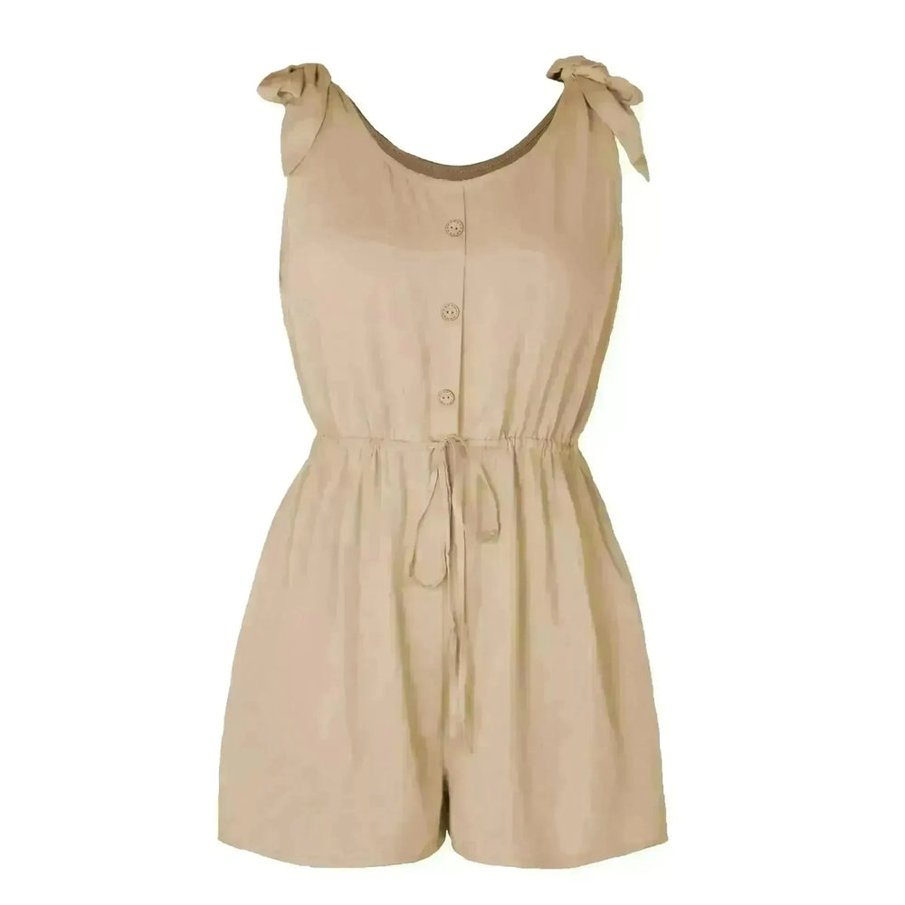 Women's Coconut Buckle Sleeveless Jumpsuit Lace-up - EX-STOCK CANADA
