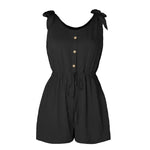 Women's Coconut Buckle Sleeveless Jumpsuit Lace-up - EX-STOCK CANADA