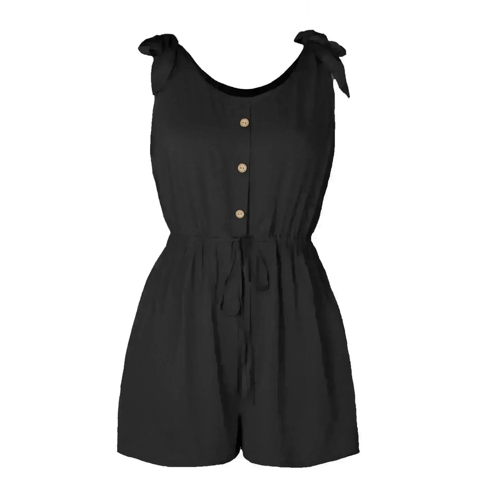 Women's Coconut Buckle Sleeveless Jumpsuit Lace-up - EX-STOCK CANADA