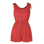 Women's Coconut Buckle Sleeveless Jumpsuit Lace-up - EX-STOCK CANADA