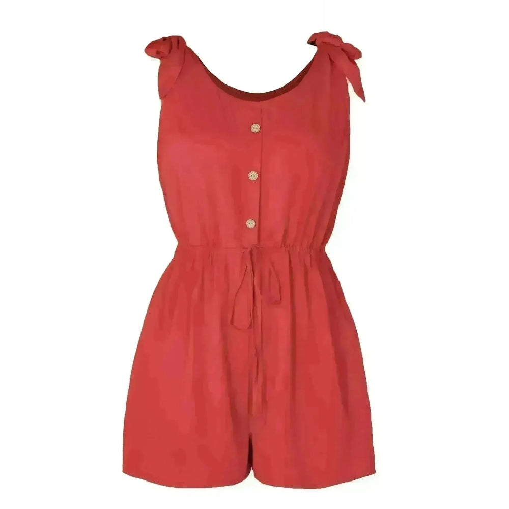 Women's Coconut Buckle Sleeveless Jumpsuit Lace-up - EX-STOCK CANADA