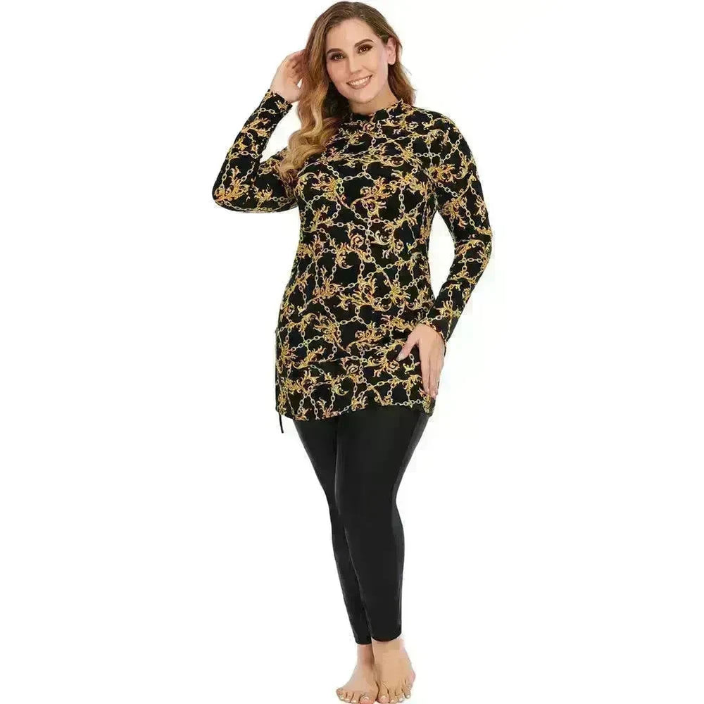 Women's Conservative Swimsuit, Floral Print, Women's Arab Swimsuit - EX-STOCK CANADA