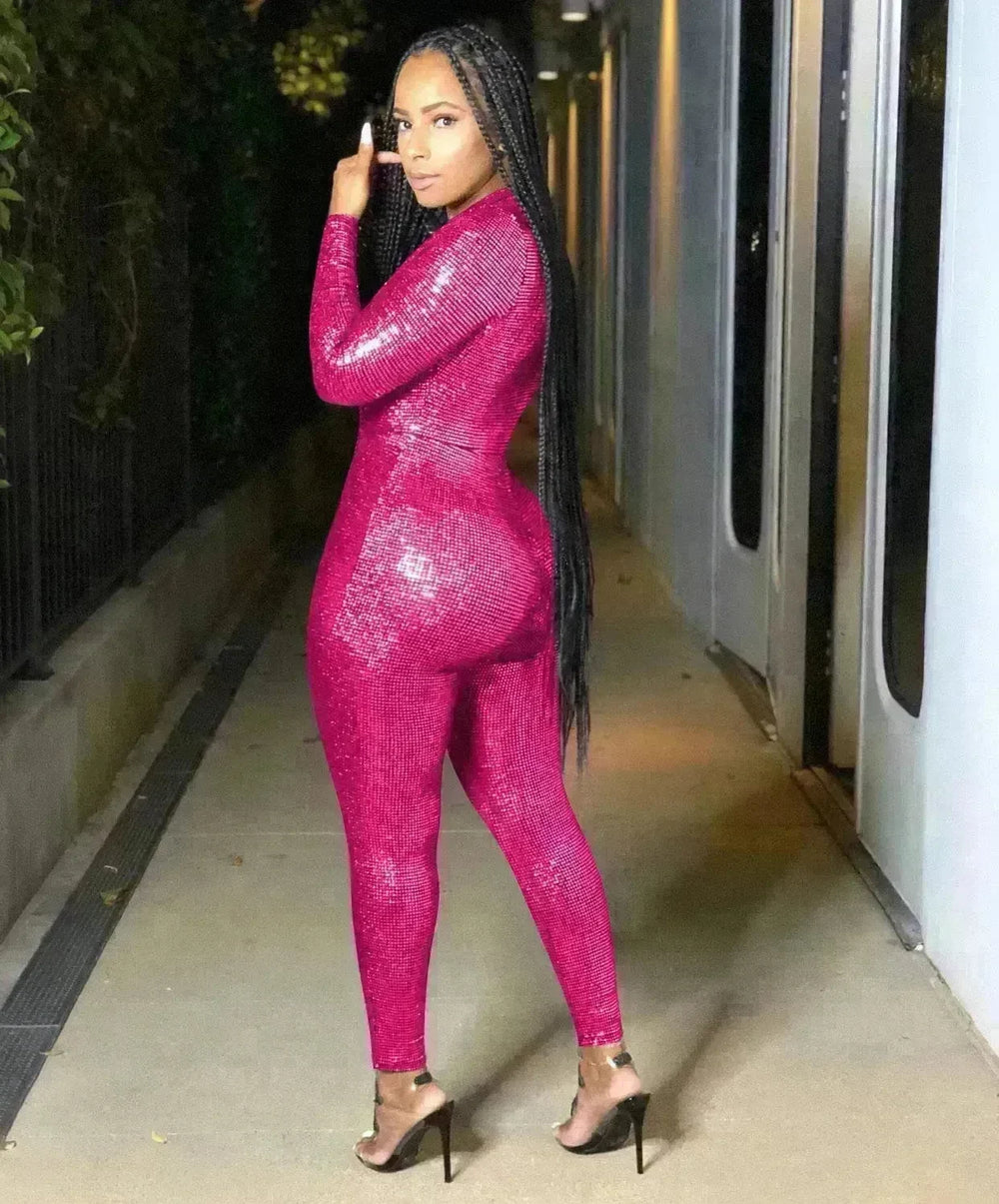 Women's Deep V Bronzing Jumpsuit - EX-STOCK CANADA