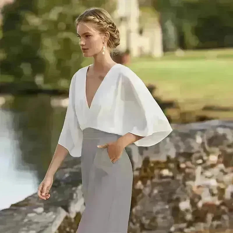 Women's Deep V High Waist Wide Leg Jumpsuit - EX-STOCK CANADA