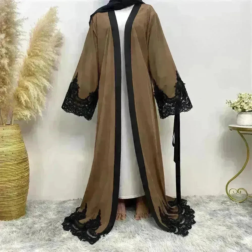Women's Fashion Dark Brown Arab Cardigan Robe - EX-STOCK CANADA