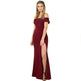 Women's Fashion Elegant Boat-neck formal slit bodycon Evening Gown Dress. - EX-STOCK CANADA