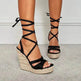 Women's Fashion Foam Bottom Heightening Cross Strappy Rope Tie Wedge Sandals - EX-STOCK Canada