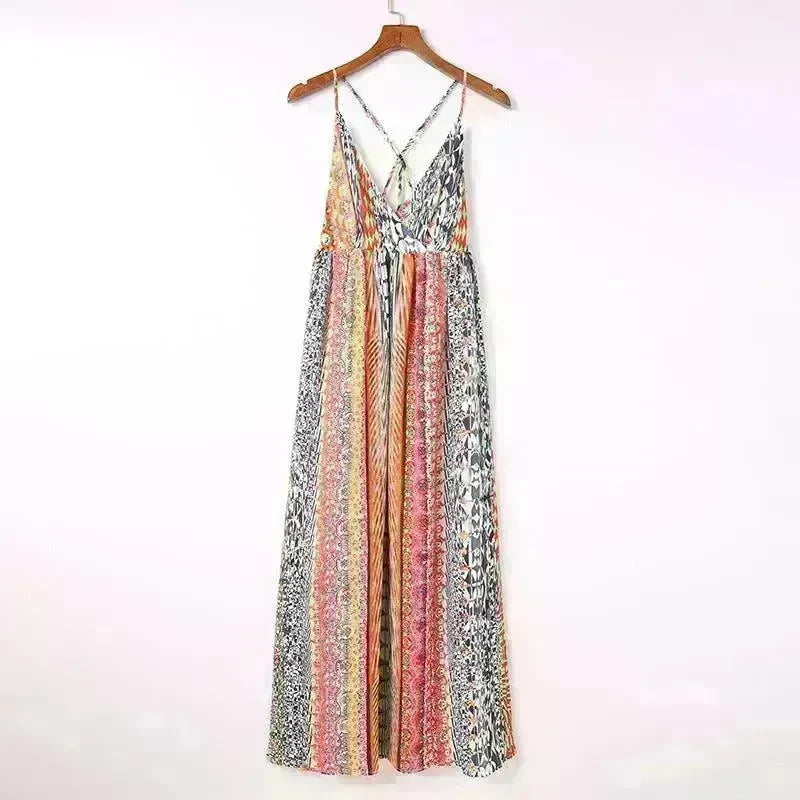 Women's Fashion High Waist Sling Cross Deep V-neck Dress - EX-STOCK CANADA