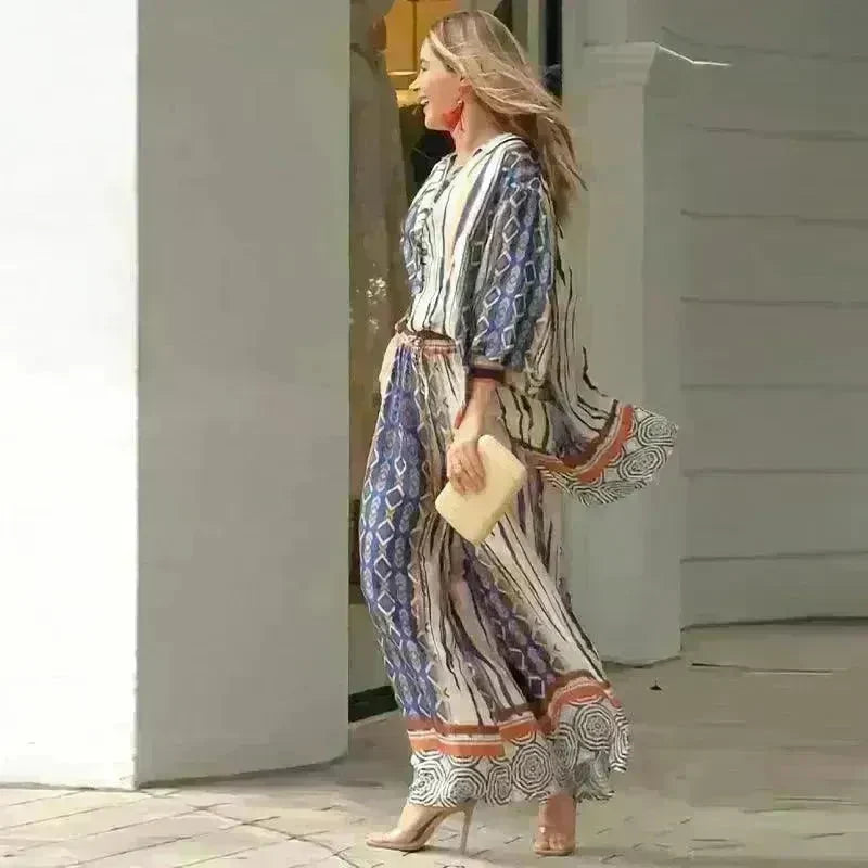 Women's Fashion Loose Printed Top Two-piece Pants - EX-STOCK CANADA
