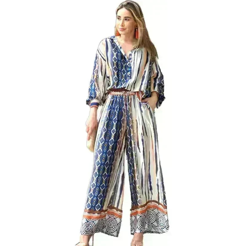 Women's Fashion Loose Printed Top Two-piece Pants - EX-STOCK CANADA