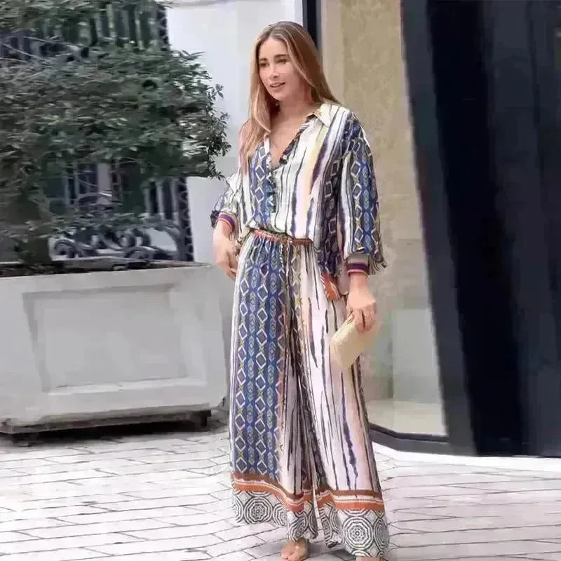 Women's Fashion Loose Printed Top Two-piece Pants - EX-STOCK CANADA