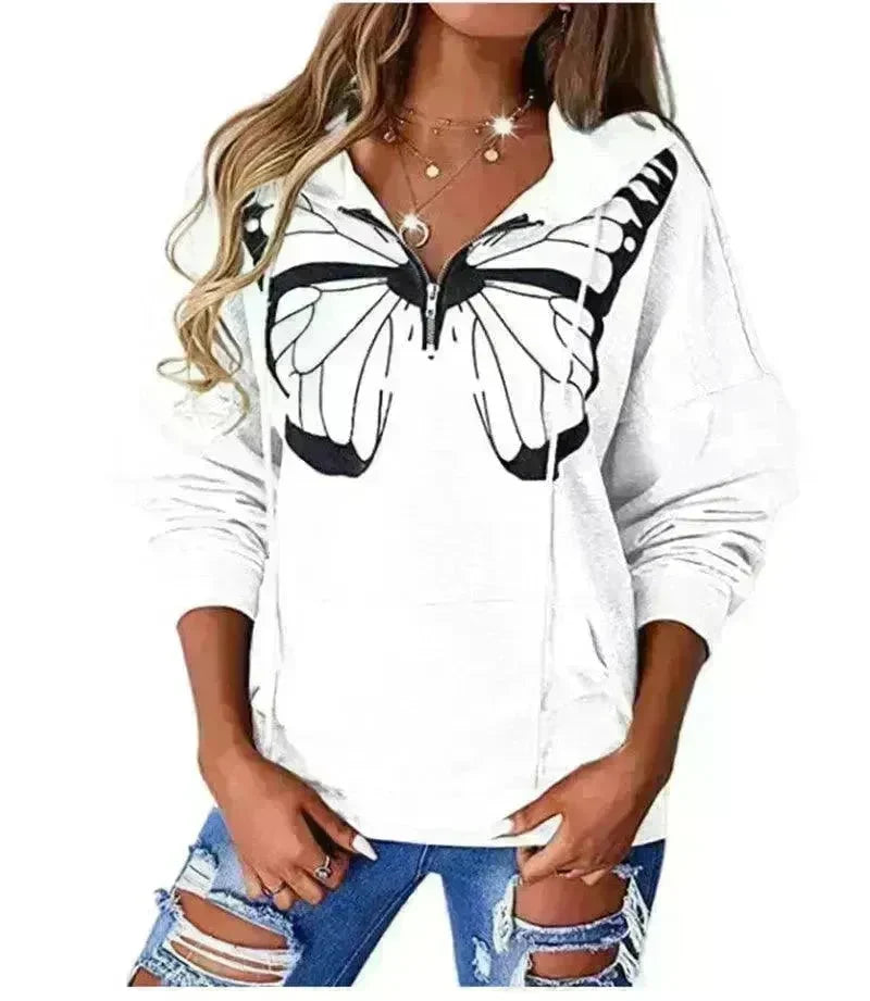 Women's Fashion Patchwork Print Hooded Loose Sweatshirt - EX-STOCK CANADA