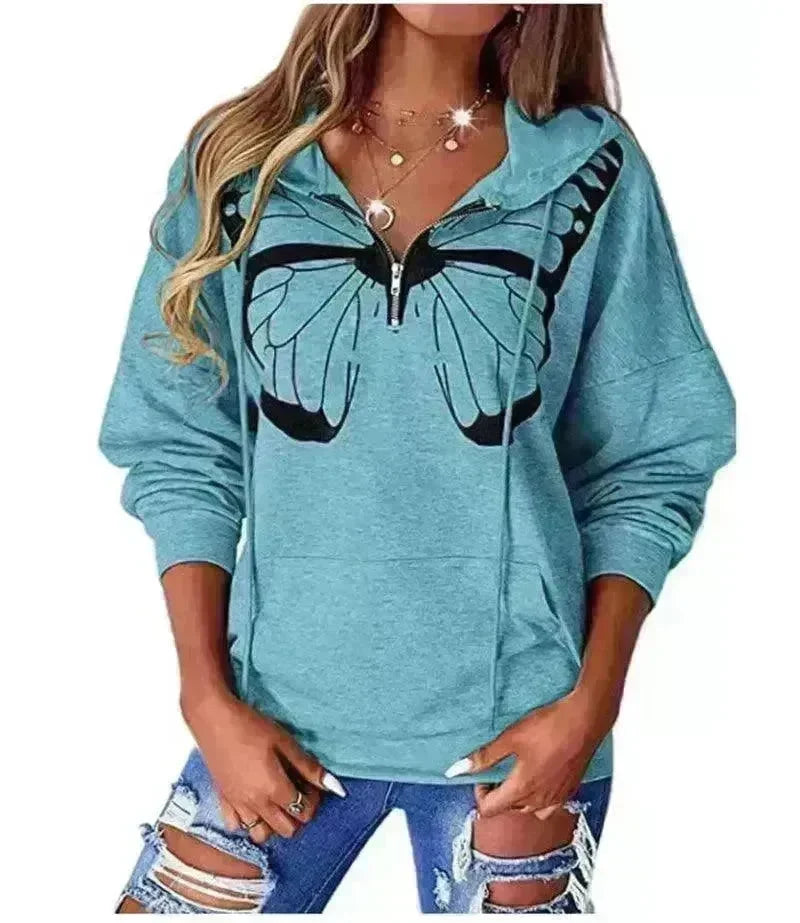 Women's Fashion Patchwork Print Hooded Loose Sweatshirt - EX-STOCK CANADA
