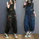 Women's Fashion Plus Size Age Reduction Print Suspender Jeans - EX-STOCK CANADA